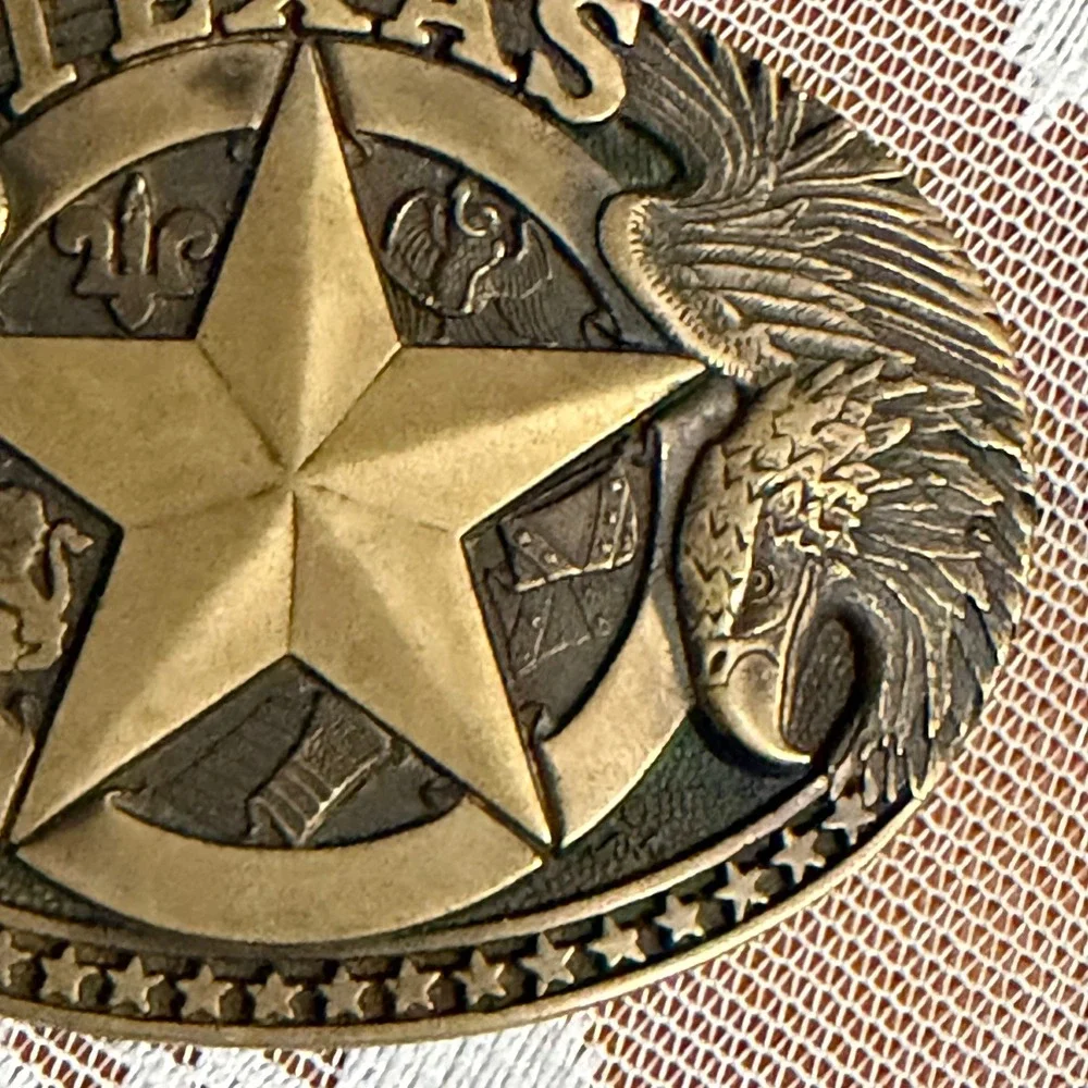 Award Design Medals Belt Buckle Unisex OS Brass Excellent Texas Lone Star Eagle